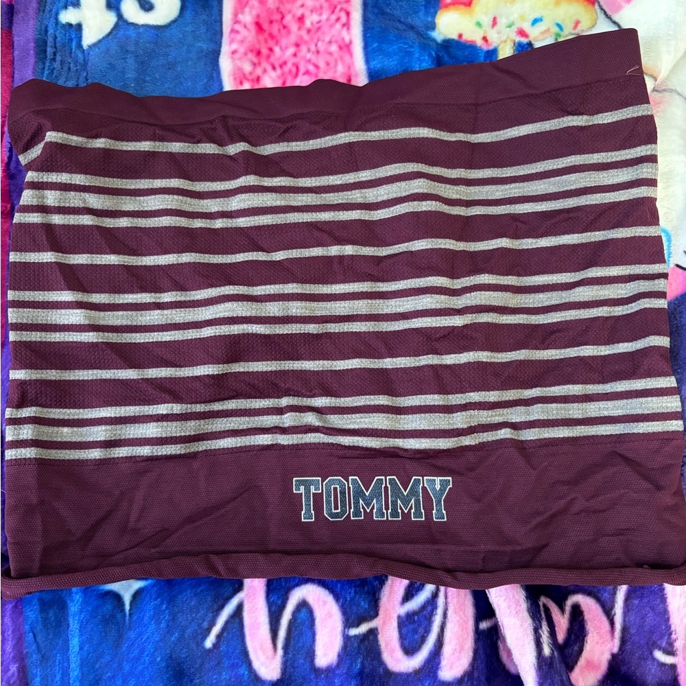 Tommy Hilfiger Burgundy and Gray Striped Top